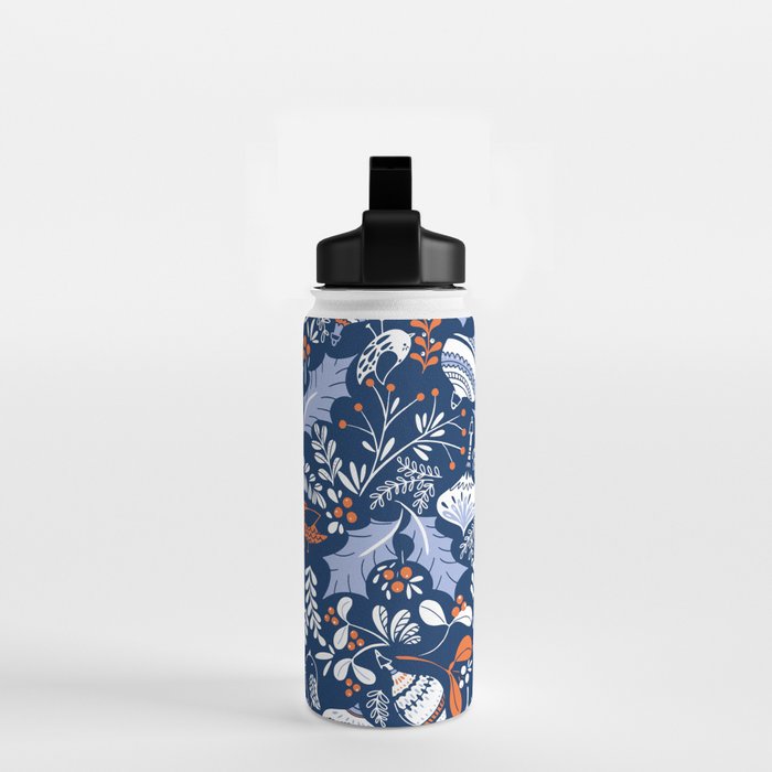 Wonderful ditsy holiday joy blue Water Bottle Gallery Image 2