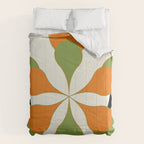 Mid-Century Modern Art 1.4 - Green & Orange Flower Comforter Gallery Image 6