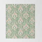 Froggie Ogee - green and blush Throw Blanket Gallery Image 2