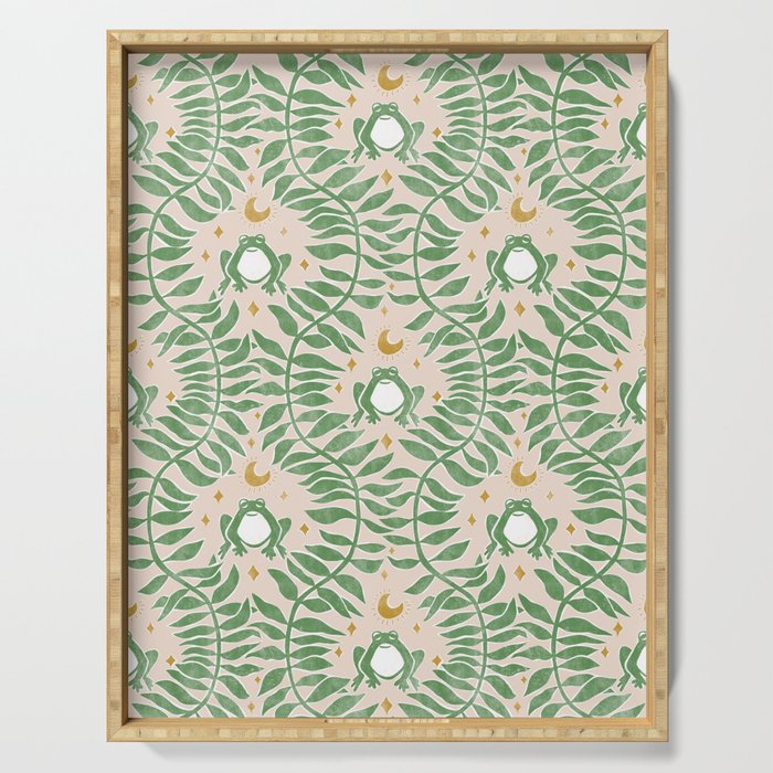 Froggie Ogee - green and blush Serving Tray Gallery Image 1
