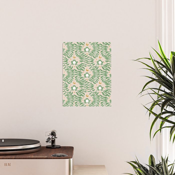Froggie Ogee - green and blush Poster Gallery Image 2