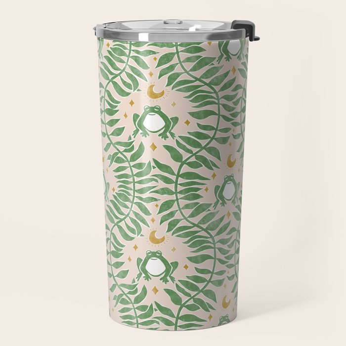 Froggie Ogee - green and blush Travel Mug Gallery Image 2