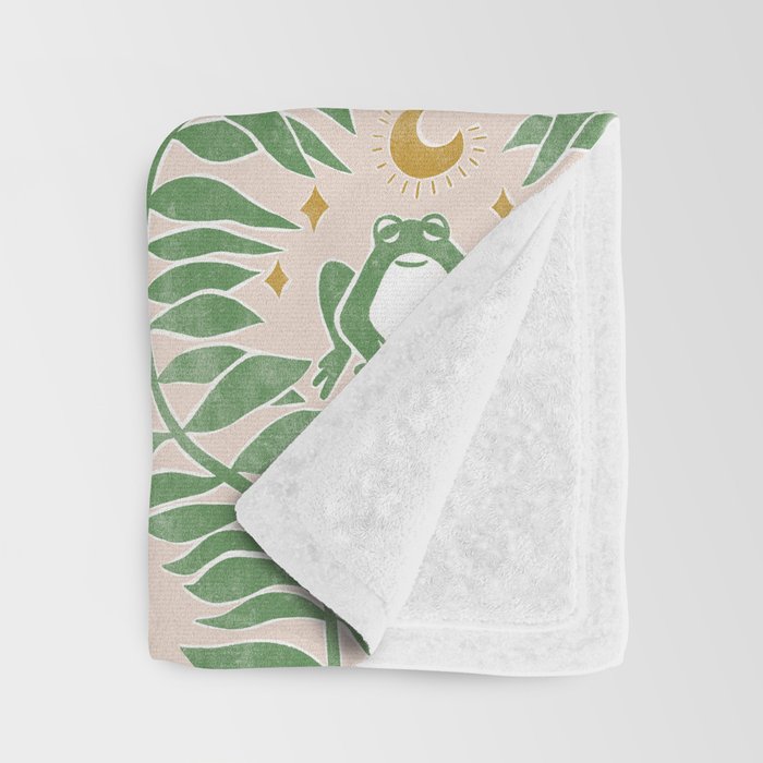 Froggie Ogee - green and blush Throw Blanket Gallery Image 3