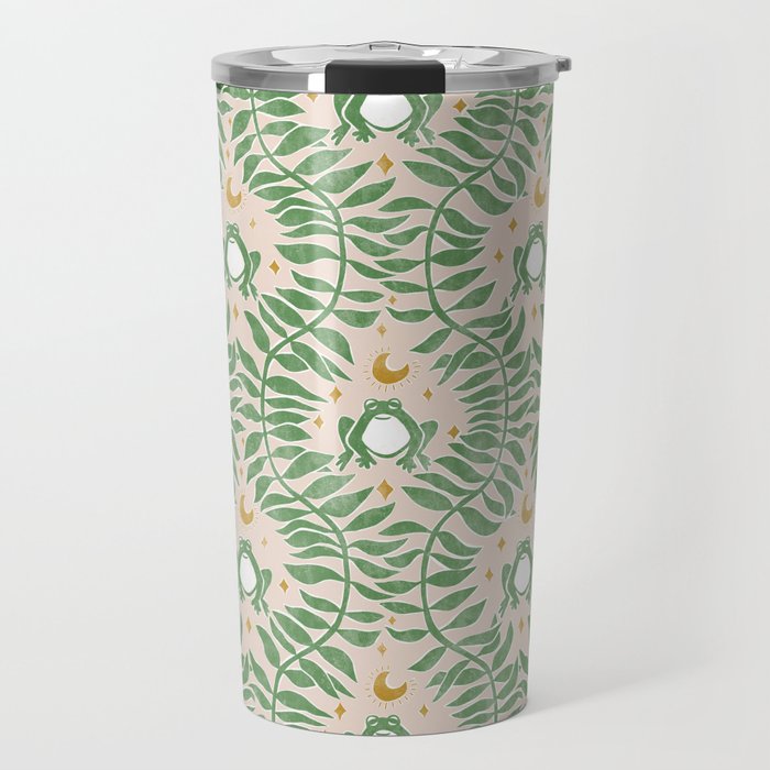 Froggie Ogee - green and blush Travel Mug Gallery Image 1
