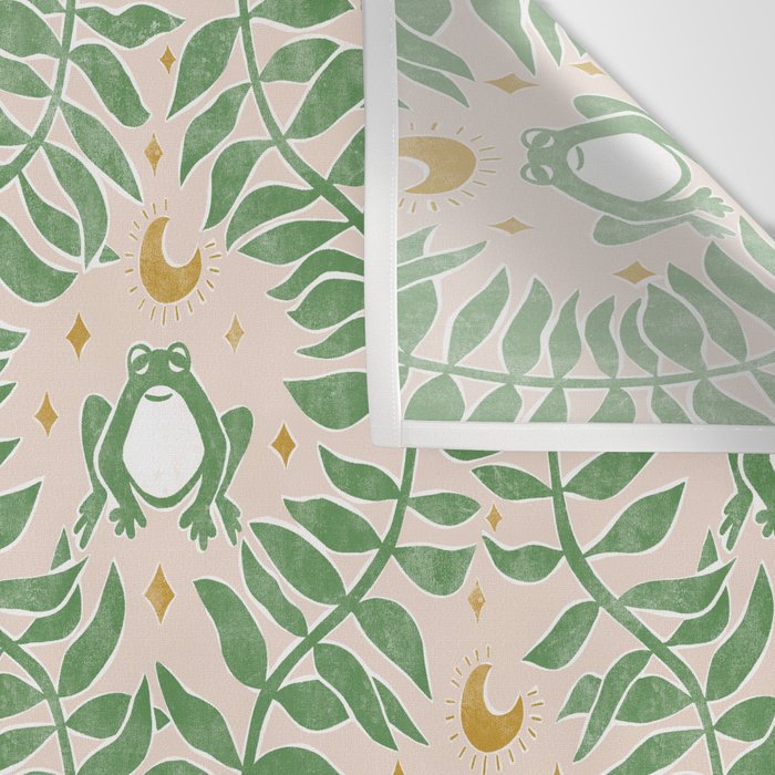 Froggie Ogee - green and blush Wall Tapestry Gallery Image 3