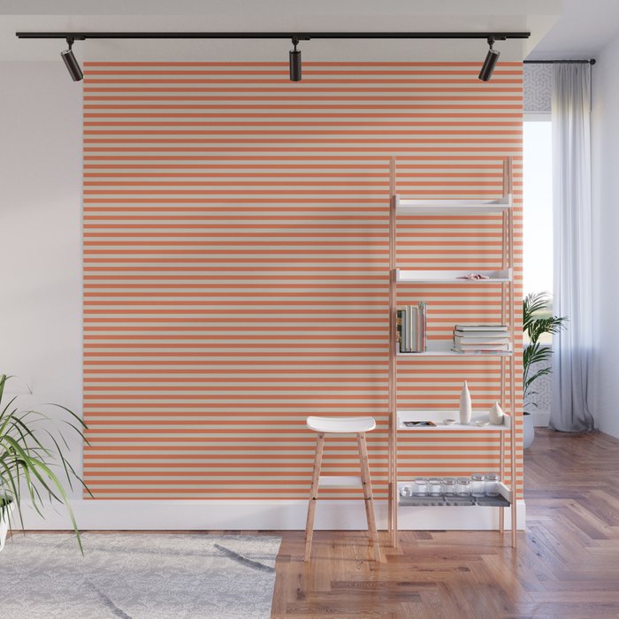 Retro Orange Stripe Pattern Wall Mural Gallery Image 1