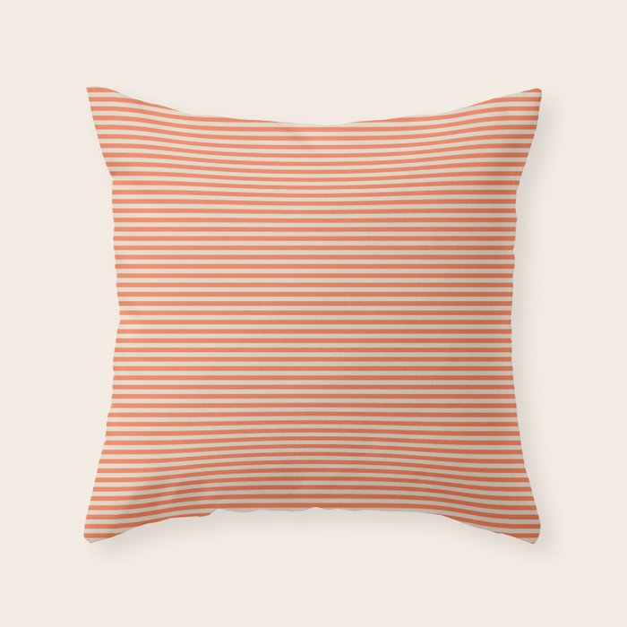 Retro Orange Stripe Pattern Throw Pillow Gallery Image 1