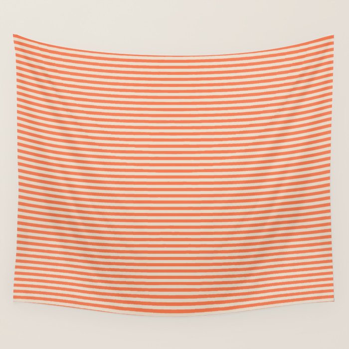 Retro Orange Stripe Pattern Wall Tapestry Gallery Image 4