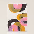 Hills Mid Century Modern Minimalist Fun Colorful Abstract Shapes Pink Yellow Black by Ejaaz Haniff Stationery Card Gallery Image 2