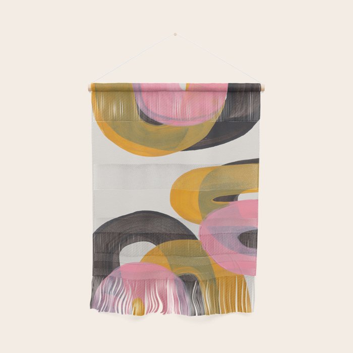 Hills Mid Century Modern Minimalist Fun Colorful Abstract Shapes Pink Yellow Black by Ejaaz Haniff Wall Hanging Gallery Image 1