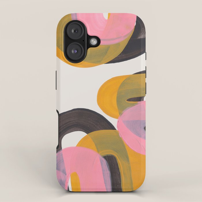 Hills Mid Century Modern Minimalist Fun Colorful Abstract Shapes Pink Yellow Black by Ejaaz Haniff iPhone Case Gallery Image 1