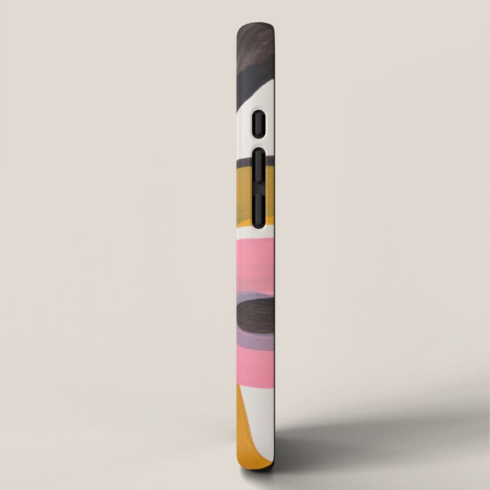 Hills Mid Century Modern Minimalist Fun Colorful Abstract Shapes Pink Yellow Black by Ejaaz Haniff iPhone Case Gallery Image 2
