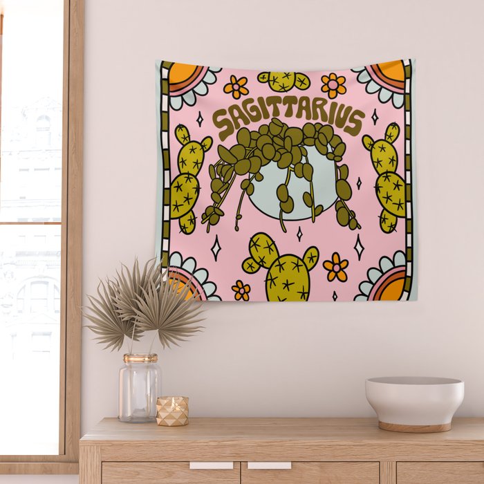 Sagittarius Cactus Wall Tapestry Gallery Image 2