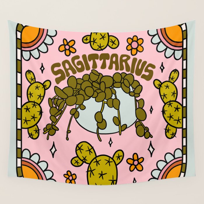 Sagittarius Cactus Wall Tapestry Gallery Image 4