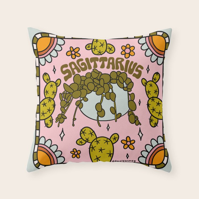 Sagittarius Cactus Throw Pillow Gallery Image 6