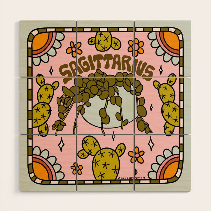 Sagittarius Cactus Wood Wall Art Gallery Image 1