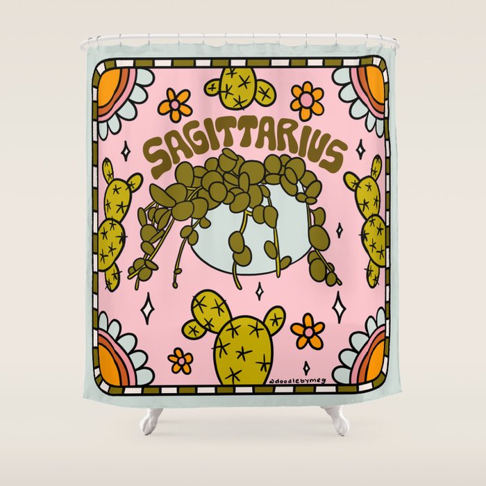 Sagittarius Cactus Shower Curtain Gallery Image 1