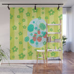 Sweet Strawberry Plant Friends in Lime & Pink Wall Mural Gallery Image 1