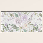 Lavender pastel green white watercolor floral pattern Desk Mat Gallery Image 3