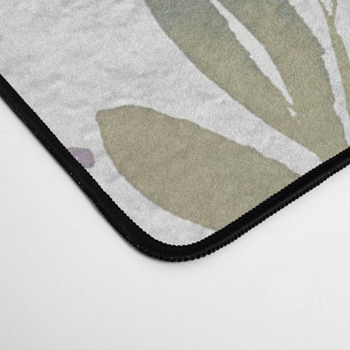 Lavender pastel green white watercolor floral pattern Desk Mat Gallery Image 4