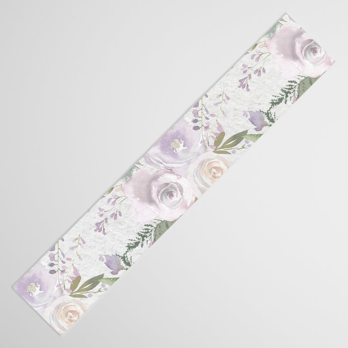 Lavender pastel green white watercolor floral pattern Table Runner Gallery Image 3