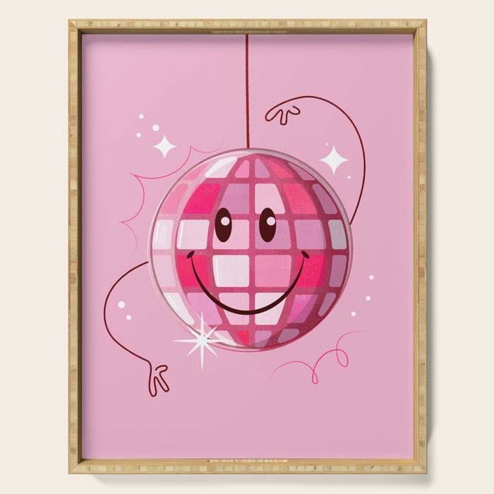 Smiley Pink Disco Ball Serving Tray Gallery Image 1
