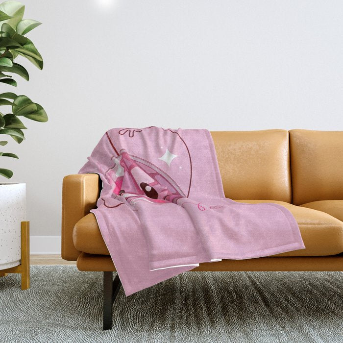 Smiley Pink Disco Ball Throw Blanket Gallery Image 1
