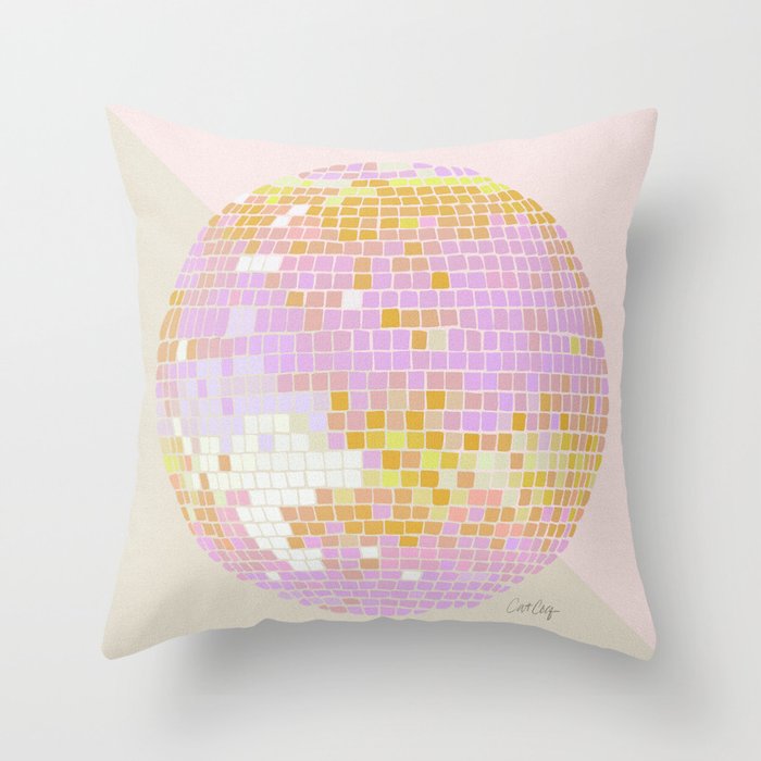 Disco Ball - Peach Throw Pillow Gallery Image 1