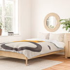 Unique Abstract Unique Mid century Modern Yellow Mustard Black Ring Dots Duvet Cover Gallery Image 2
