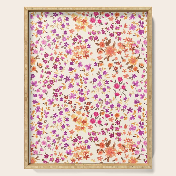 Pink summer blooming Serving Tray Gallery Image 1