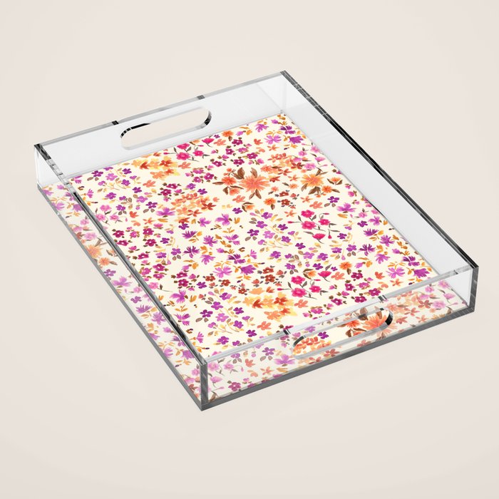 Pink summer blooming Acrylic Tray Gallery Image 1