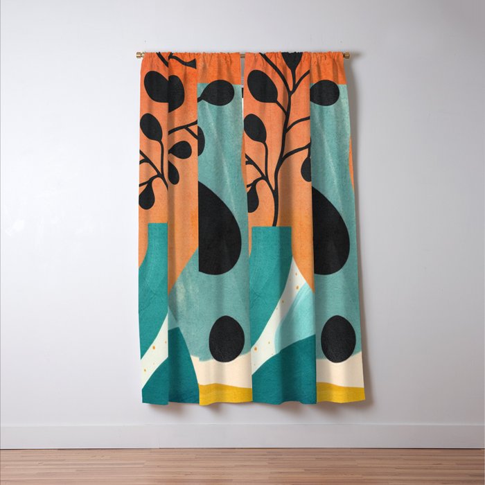 Modern Abstract Vases with Plant 2 Window Curtain Gallery Image 3