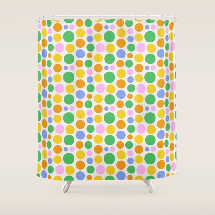 Colorful polka dot circle cartoon pattern Shower Curtain Gallery Image 1