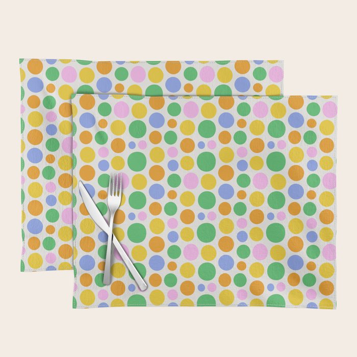 Colorful polka dot circle cartoon pattern Placemat Gallery Image 1