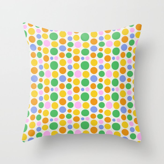 Colorful polka dot circle cartoon pattern Throw Pillow Gallery Image 1