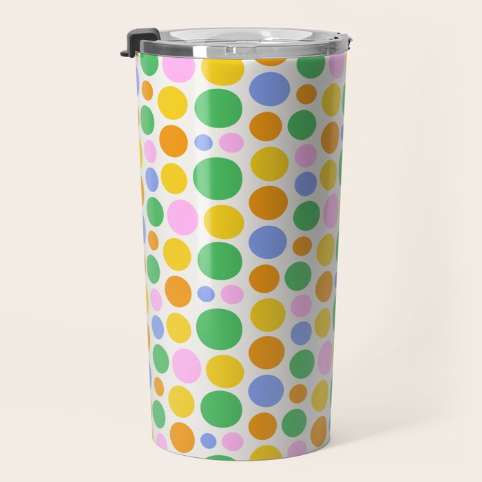 Colorful polka dot circle cartoon pattern Travel Mug Gallery Image 3
