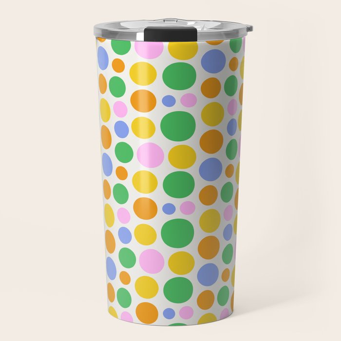 Colorful polka dot circle cartoon pattern Travel Mug Gallery Image 1