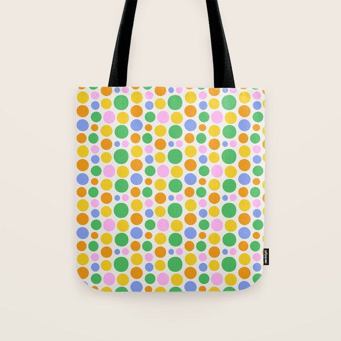 Colorful polka dot circle cartoon pattern Tote Bag Gallery Image 1