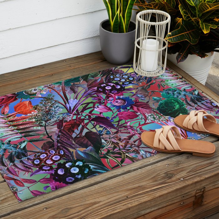 Multicolor Floral Pattern Outdoor Rug Gallery Image 2