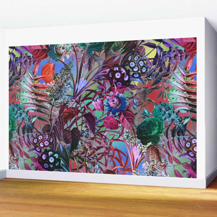 Multicolor Floral Pattern Wall Mural Gallery Image 2