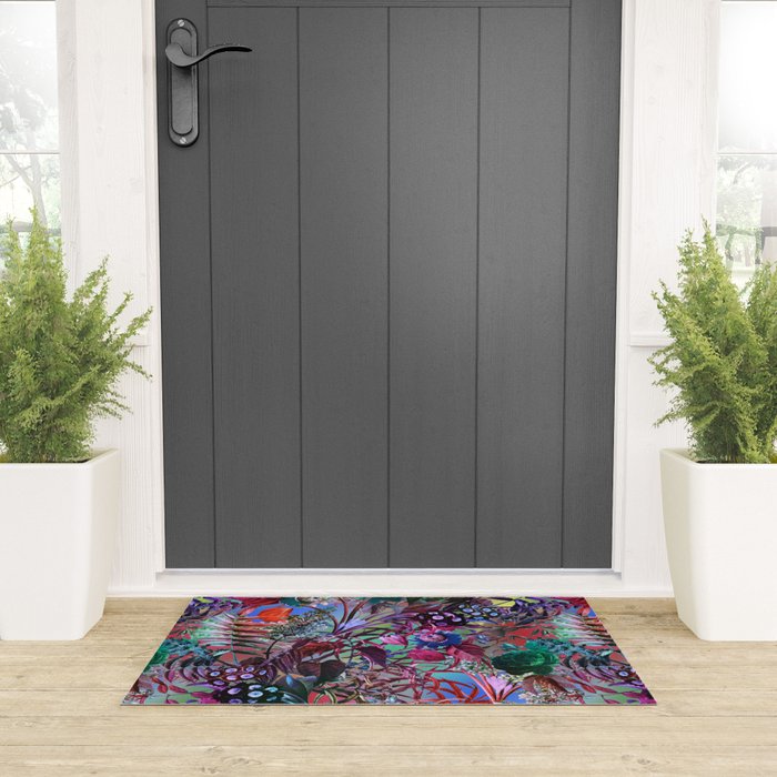 Multicolor Floral Pattern Welcome Mat Gallery Image 3