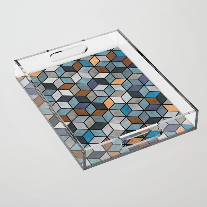 Colorful Concrete Cubes - Blue, Grey, Brown Acrylic Tray Gallery Image 1