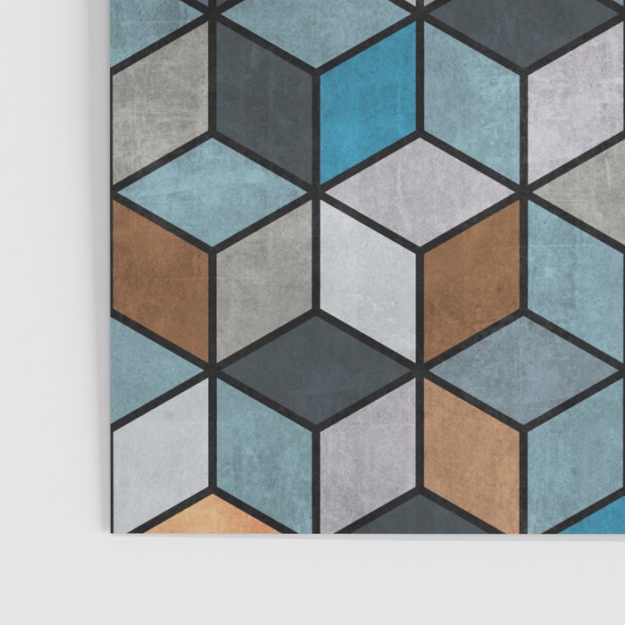 Colorful Concrete Cubes - Blue, Grey, Brown Poster Gallery Image 3