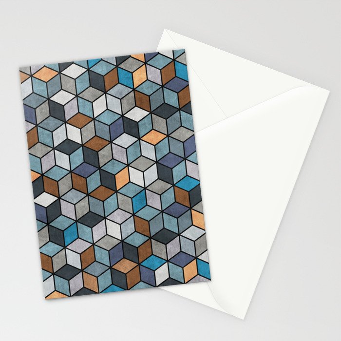 Colorful Concrete Cubes - Blue, Grey, Brown Stationery Card Gallery Image 2