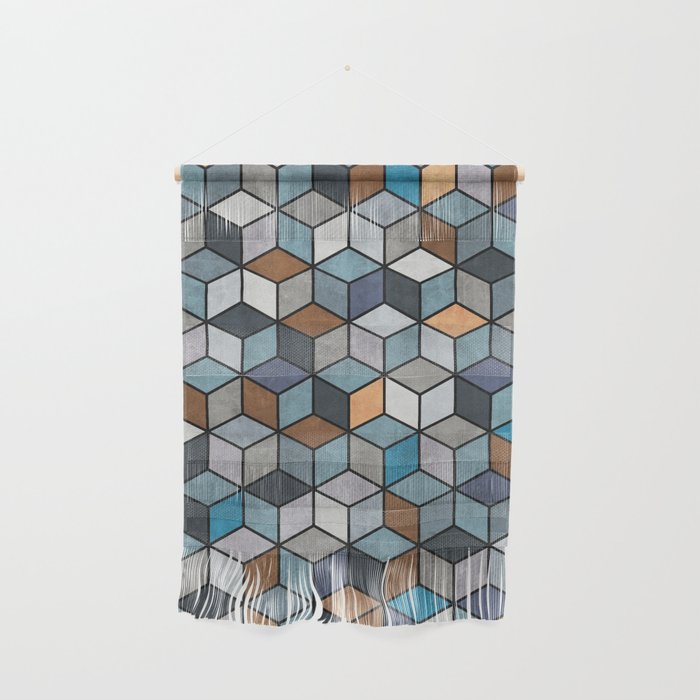 Colorful Concrete Cubes - Blue, Grey, Brown Wall Hanging Gallery Image 1