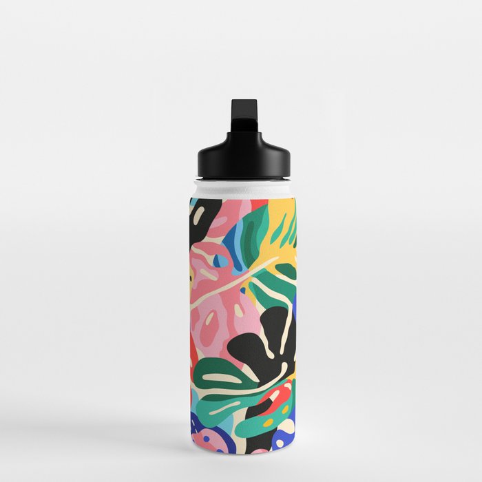 Colorful tropical plant leaves art pattern Water Bottle Gallery Image 3