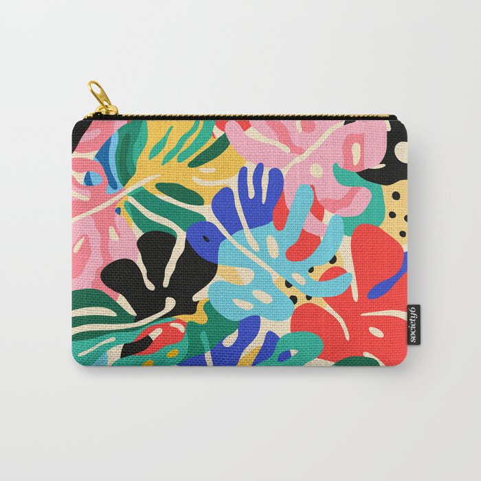 Colorful tropical plant leaves art pattern Carry All Pouch Gallery Image 1