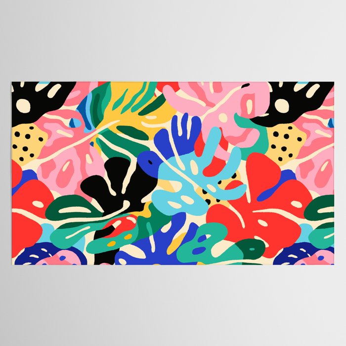 Colorful tropical plant leaves art pattern Tablecloth Gallery Image 2