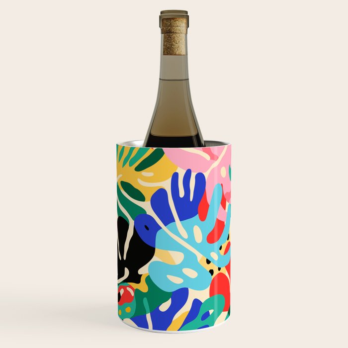 Colorful tropical plant leaves art pattern Wine Chiller Gallery Image 1