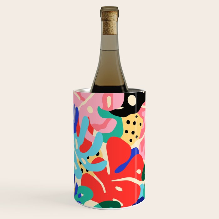 Colorful tropical plant leaves art pattern Wine Chiller Gallery Image 3
